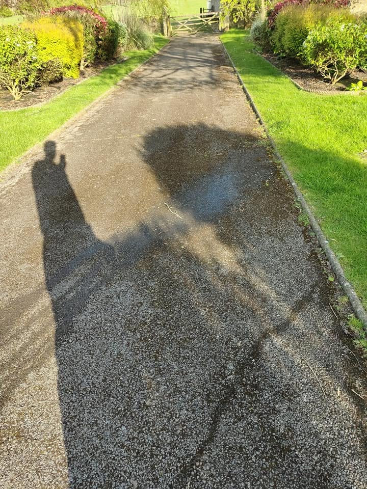 The same path after cleaning, lawns either side