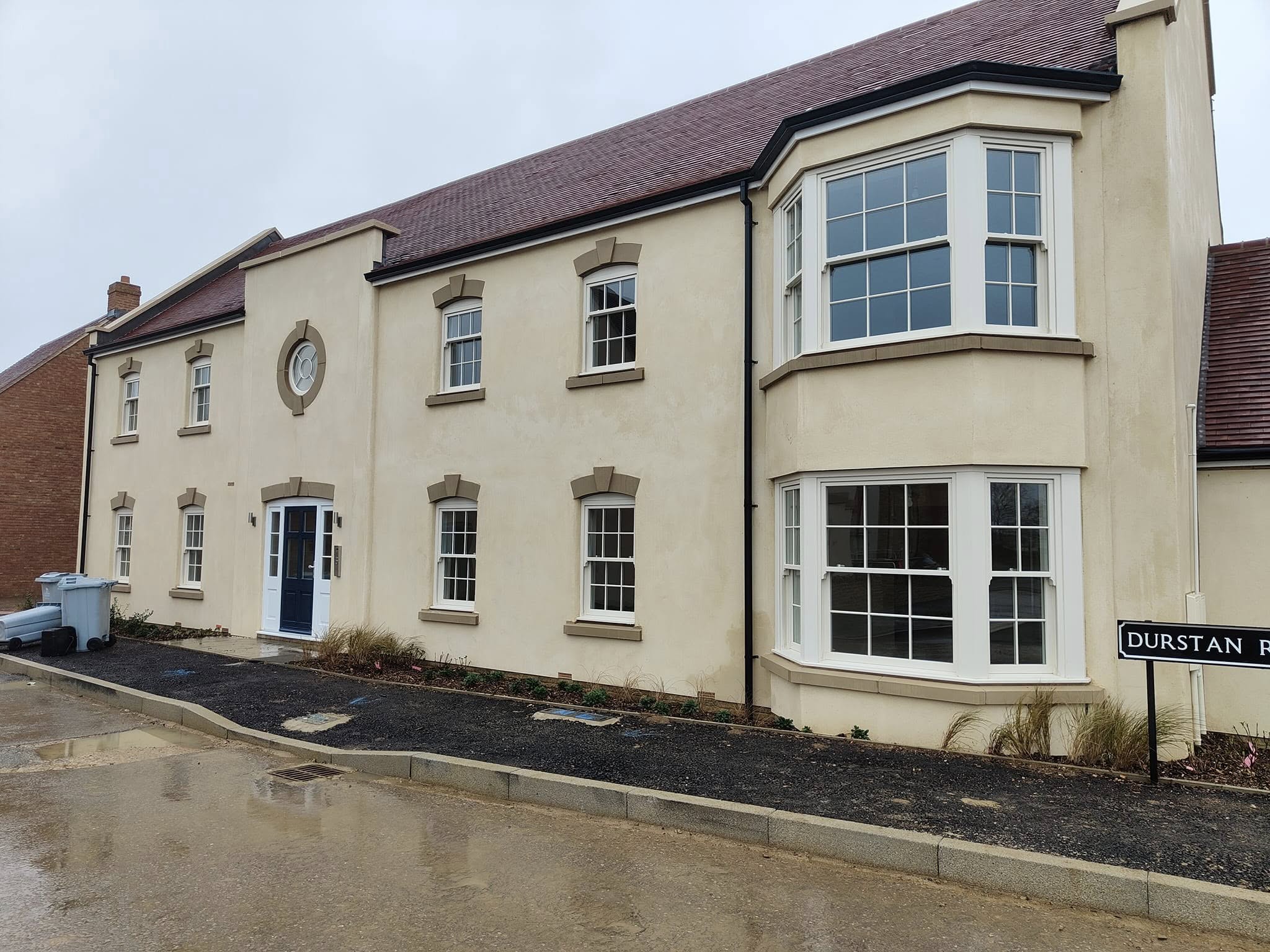 Corner new-build house with clean windows